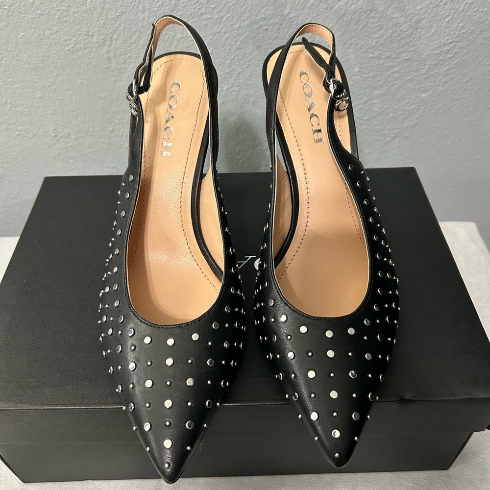 Coach Black Studded Slingback Pumps
